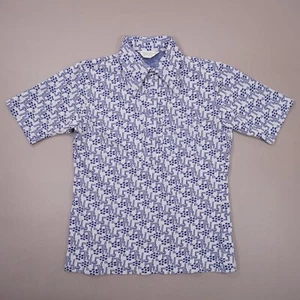 Camicia vintage anni 70 Career Club Popover tascabile uomo grande grigio blu made USA - Foto 1 di 10