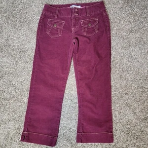 Pantalones capri recortados Aeropostale para mujer talla 1|2 cordón elástico Dbl botón borgoña - Imagen 1 de 8