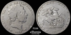 Great Britain, George III, Crown 1820, LX, Fine - Picture 1 of 5