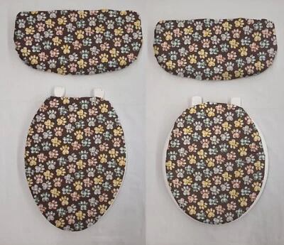 Juego de tapa de asiento de inodoro y cubierta de tanque Puppy Love Dog Paws (2 colores disponibles) Foto 1 de 2