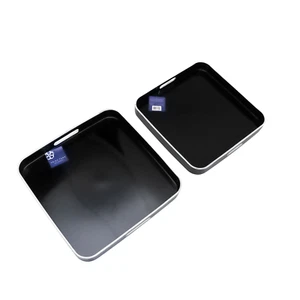 Trina Turk Black Square Serving Trays x 2: 13.39x13.39x1.61 & 14.8x14.8x1.73 - Picture 1 of 6