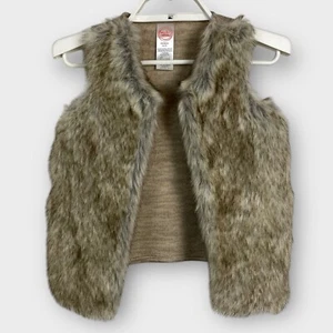 Wonder Nation Girl's Size XS 4/5 Sleeveless Vest Faux Fur Tan Neutral Topper - Picture 1 of 3
