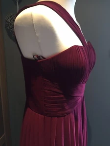 YAS Burgundy Cross Strap Shoulder Maxi Evening Dress Gown Size 8 Grecian Styling - Picture 1 of 12