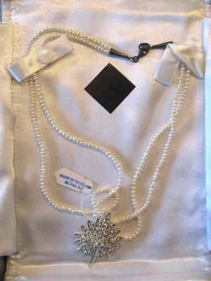 Mini colar pingente de strass prata 0,925 mini pérola coleção Suzanne Somers - Imagem 1 de 4