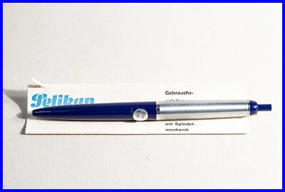 1960s PELIKAN Kugelschreiber R 15 in blau & stahl mit Sticker & originaler Box - Bild 1 von 4