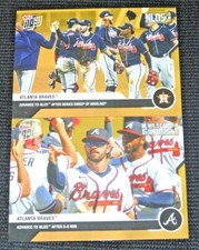 (2) 2020 Topps Now Atlanta Braves Team ATL-1 ATL-2 Gold Bonus Lot Wild Card+NLDS