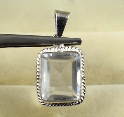 Сертифицированный натуральный белый сапфир Montana 15,50 карата изумруд огранка драгоценные камни мужской кулон - Изображение 1 из 4