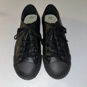 PF Flyers Triple Black Sneakers Low Top Mens 9 Women’s 10.5 Canvas Lace Ups - Picture 1 of 20
