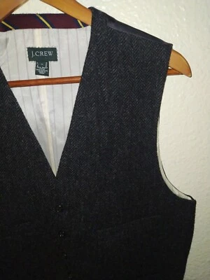 JCREW Wool MOON BRITISH CLOTH Tweed Herringbone check Men M Waistcoat Vest NWOT  - Image 1 of 4
