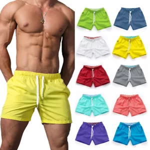 Pantaloni corti estivi da uomo pantaloncini da spiaggia atletica palestra sport fitness casual pantaloncini US - Foto 1 di 29