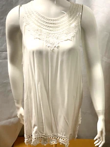 Camiseta sin mangas suelta sin mangas de encaje blanco para mujer XL - Imagen 1 de 4