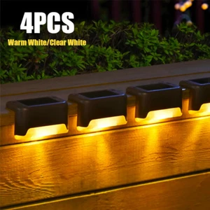 4 Pack LED Solar Power Wall Lights Outdoor Garden Door Fence Steps Deck Lamps - Picture 1 of 19