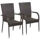 Vidaxl Stackable Outdoor Chairs 2 Pcs Poly Rattan Brown Sp