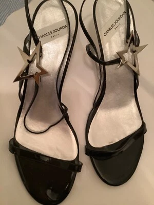 NUEVO Tacones de aguja Charles Jourdan Paris charol negro con estrella plateada - 10M Foto 1 de 4
