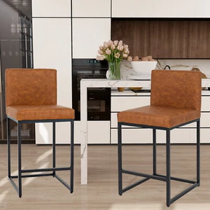 Set of 6 Bar Stools Pub Bar Chairs Counter Height Stool Dining Room Brown Rustic - Picture 1 of 14