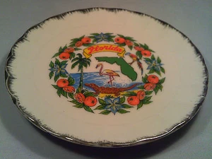 [Q22] COLLECTOR PLATE 6 1/2" Porcelain FLORIDA  - Picture 1 of 3