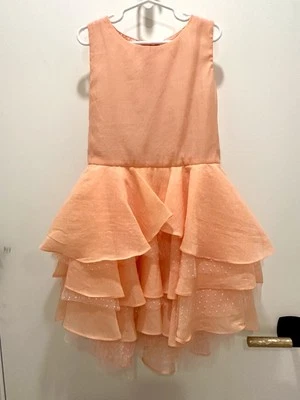 Vestido Deux par Deux Peach Oscars Noche Volantes Talla 8. En excelente estado Foto 1 de 4