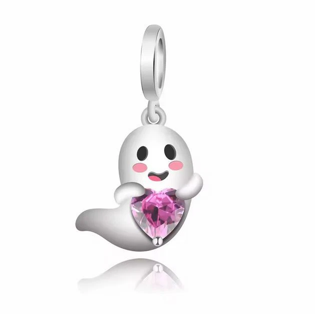 Charm Dangle Geist Herz 925 Silber Steinchen - Anhänger für Pandora Armband - Bild 1 von 1