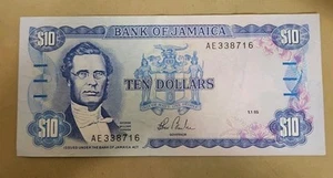1985 Jamaica Ten Dollar Note - Picture 1 of 2