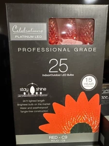 Celebrations Platinum LED C9 Red  25 ct String Christmas Lights 25 ft Profession - Picture 1 of 10