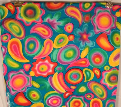 36"L x 44"W Alexander Henry Collection Fabric Bright Color Abstract Fruit Flower - Image 1 of 4