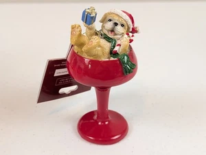Pug Puppy Christmas Ornament Dog in Wine Glass Goblet Holiday Decor New - Picture 1 of 9