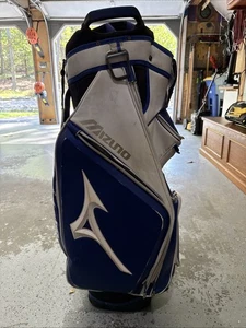 Rigid Mizuno Blue White Cart Tour Golf Club Bag 14 Club plus Umbrella - Picture 1 of 7