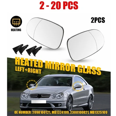 2-20X L&R Clear Mirror Glass for Heated Mercedes CLK55 Benz CLK63 CLK320 CLK350 - Image 1 of 4