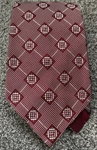 Mens Made In England Burgundy Multi Geometric Kipper Vintage Tie 4.25" Wide - Picture 1 of 2