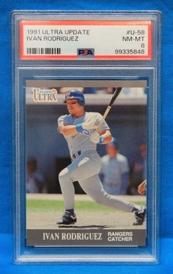 1991 ULTRA UPDATE # U-58 Ivan Rodriguez RC PSA 8 NM-MT # 99335848  TEXAS RANGERS - Image 1 of 2