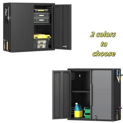 金属墙面储物柜带 240 磅容量和锁门,适用于车库家用 — 第 1/4 张图片