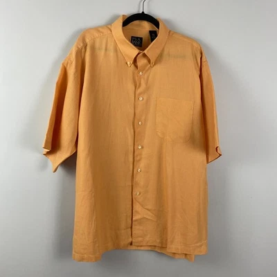 Jos. Camisa con botones de lino A Bank talla XXL naranja manga corta cuello Foto 1 de 4