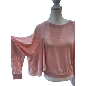 We The Free Women’s M Salmon Pink Draped Layered Oversized Sweatshirt Boho Artsy - Picture 1 of 8