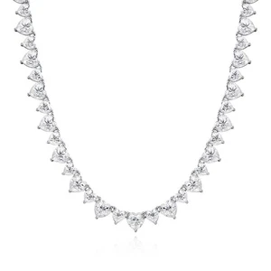 D Color Real Heart Cut Moissanite Tennis Necklace 925 Sterling Silver Chain GRA - Picture 1 of 20