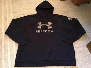 New UNDER ARMOUR FREEDOM FLAG HOODIE, XXL, BLACK, Hooded Sweatshirt BFL - Picture 1 of 5