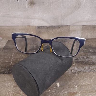 Óculos Christian Dior Montaigne n 12 azul preto prata aro completo metal SOMENTE ARMAÇÃO - Imagem 1 de 4