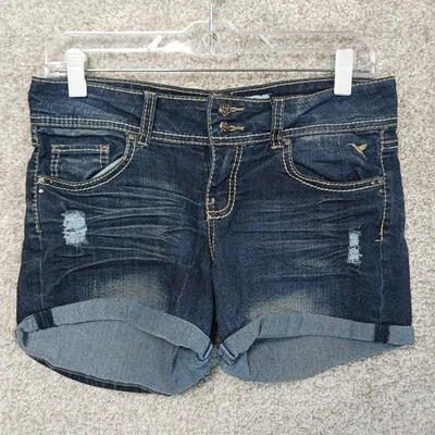 Pantalones Cortos de Denim Grane Para Mujer Junior 9 Envejecidos Puños Jean Doble Botón Informal Foto 1 de 4