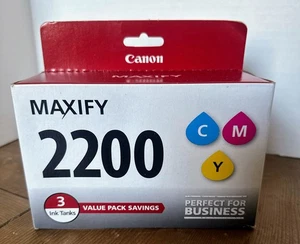Canon PGI-2200 Cyan, Magenta & Yellow 3 Ink Tank Value Pack NEW - Picture 1 of 3