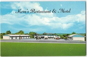 Postal cromada de colección Kern's Restaurant & Motel Bedford, Indiana Roadside años 50 - Imagen 1 de 2
