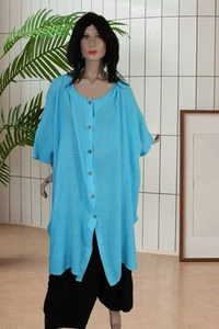 Lagenlook Jacke Mantel Bluse Oversize EG  50 52 54 56 58 60 türkis - Bild 1 von 5