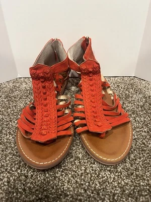 Vince Camuto Seanna Wedge Sandals Women’s 8 Brick Orange Strappy Back Zip - Image 1 of 4
