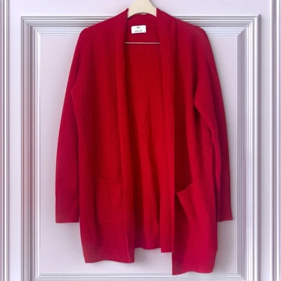 Cardigãs ALLUDE 100% cashmere frente aberta com nervuras em vermelho tamanho XS - Imagem 1 de 4