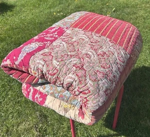 Pottery Barn Queen Georgia Quilt 2 Standard 1 Euro Shams Red Patchwork Cottage - Picture 1 of 13