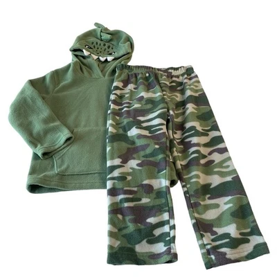 Комплект пижамы с капюшоном из флиса динозавра Petit Lem Sleep для мальчиков размер 5 - Изображение 1 из 4