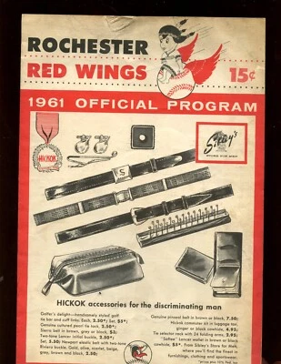 1961 Minor League Baseball Program Toronto at Rochester Red Wings VG - Image 1 of 2