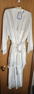 Oscar de la Renta White Long Night Gown Large and Matching Robe Lingerie Sleep - Picture 1 of 11