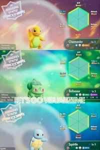Pokemon Let's Go Pikachu & Eevee - Shiny 6IV Charmander Squirtle Bulbasaur Set - Picture 1 of 2