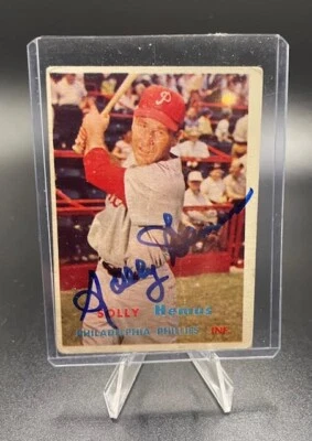 SOLLY HEMUS AUTHENTIC AUTOGRAPHED 1957 TOPPS CARD - Image 1 of 4