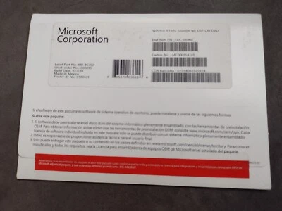 genuine Microsoft Windows 8.1 x32 32 Bit spanish 1PK DSP OEI DVD key-Code Sealed - Image 1 of 4