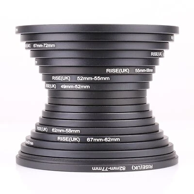 Lens Filter Ring Step up+Step down Rings Set 18pcs 37mm-82mm + 82mm-37mm as Hood - Image 1 of 4